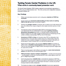 Tackling Female Genital Mutilation in the UK: What works in community-based prevention work