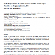 Studie over de prevalentie van en het risico op vrouwelijke  genitale verminking in België (samenvatting), 2014