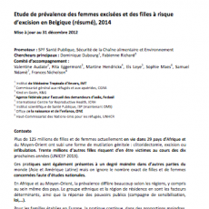 Etude de prévalence des femmes excisées et des filles à risque d’excision en Belgique