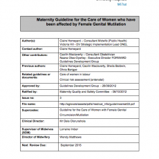 Maternity Guideline for the Care of Women who have been affected by Female Genital Mutilation